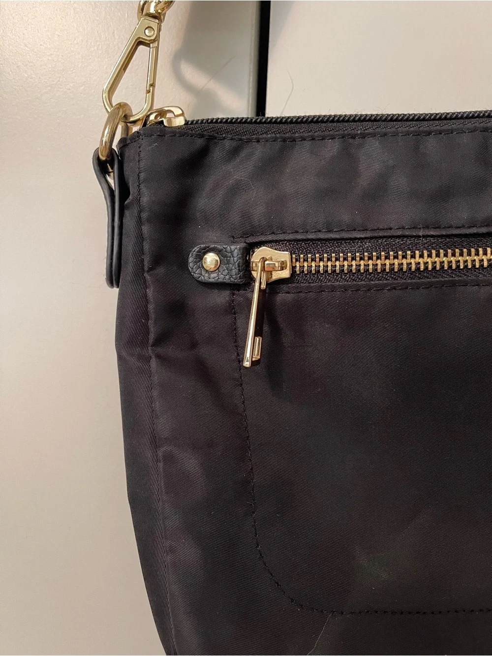 Everyday Black Crossbody Bag with Gold Hardware